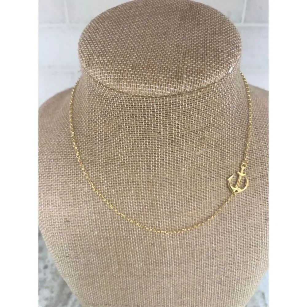 .925 Gold Vermeil Sideways Anchor Necklace #Italy #boating